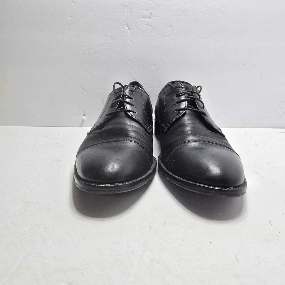 Cole Haan Mens Black Leather Cap Toe Derby Dress Shoes Lace Up Professional